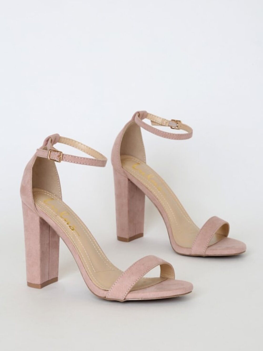 Lulus Taylor Pink Blush Suede Block Heel Ankle Strap Sandals Size 8